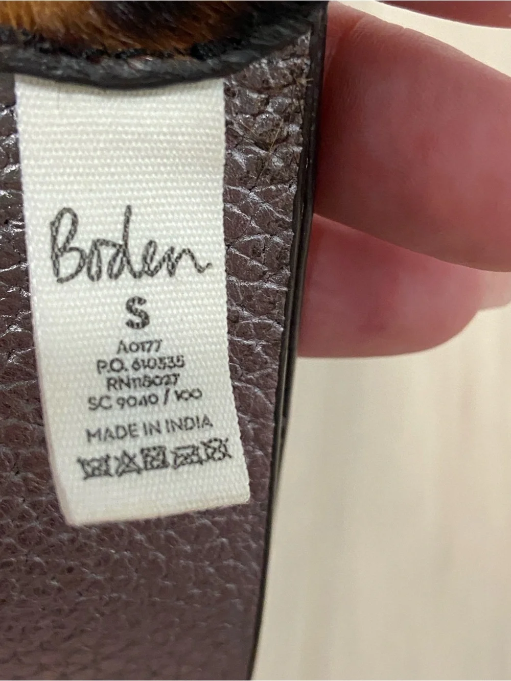 Boden Pony Hair Leather Leopard Print Belt size S